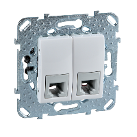 Розетка RJ11+RJ11 телефонная Unica скрытой установки 4 контакта механизм белый MGU5.9090.18ZD Schneider Electric Розетка RJ11+RJ11 телефонная Unica скрытой установки 4 контакта механизм белый MGU5.9090.18ZD Schneider Electric