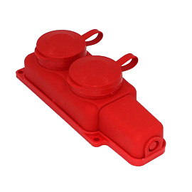 Колодка каучуковая с/з 2 гнезда с крышкой, красная,16А, IP44, 2Р+Е  3680Вт, 27465 0 Duwi Колодка каучуковая с/з 2 гнезда с крышкой, красная,16А, IP44, 2Р+Е  3680Вт, 27465 0 Duwi