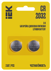 Элемент питания дисковый литиевый CR2032 (2шт/блистер)  ABT-CR2032-OP-L02 IEK Элемент питания дисковый литиевый CR2032 (2шт/блистер)  ABT-CR2032-OP-L02 IEK
