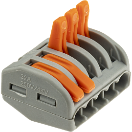 Клемма рычажковая, СМК 222-415, 0.08-4мм², серая, 20 шт., 26747 8, duwi Клемма рычажковая, СМК 222-415, 0.08-4мм², серая, 20 шт., 26747 8, duwi