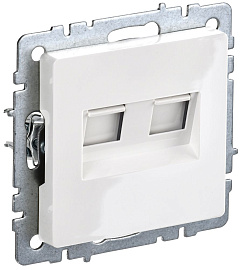 Розетка  двойная RJ11+RJ45 кат.5E РК/Т12-БрБ белый BRITE  BR-KT20-O-1-K01 IEK Розетка  двойная RJ11+RJ45 кат.5E РК/Т12-БрБ белый BRITE  BR-KT20-O-1-K01 IEK