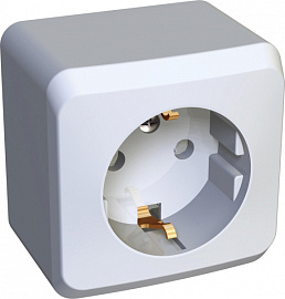 Розетка одинарная ЭТЮД открытой установки наружная с заземлением со шторками белый PA16-004B Systeme Electric Розетка одинарная ЭТЮД открытой установки наружная с заземлением со шторками белый PA16-004B Systeme Electric