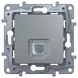 Розетка RJ11 телефонная Etika алюминий 672440 Legrand Розетка RJ11 телефонная Etika алюминий 672440 Legrand