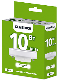 Лампа светодиодная T80 таблетка 10Вт 230В 4000К GX53 GENERICA Лампа светодиодная T80 таблетка 10Вт 230В 4000К GX53 GENERICA