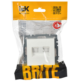 Розетка  двойная RJ11+RJ45 кат.5E РК/Т12-БрБ белый BRITE  BR-KT20-O-1-K01 IEK Розетка  двойная RJ11+RJ45 кат.5E РК/Т12-БрБ белый BRITE  BR-KT20-O-1-K01 IEK