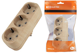 Блок на 3 гнезда 2П+З плоский 16А 250B "Эко" (сосна) SQ1806-0076 TDM Блок на 3 гнезда 2П+З плоский 16А 250B "Эко" (сосна) SQ1806-0076 TDM