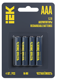 Аккумулятор GREEN Ni-MH ААА 1100мАч (4шт/блистер)  ААK-NIMH-03-1100-L04 IEK Аккумулятор GREEN Ni-MH ААА 1100мАч (4шт/блистер)  ААK-NIMH-03-1100-L04 IEK