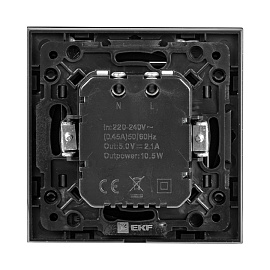 Розетка 2 USB Стокгольм скрытой установки 2,1А+2,1А механизм черный EZR16-028-10-2USB EKF PROxima Розетка 2 USB Стокгольм скрытой установки 2,1А+2,1А механизм черный EZR16-028-10-2USB EKF PROxima
