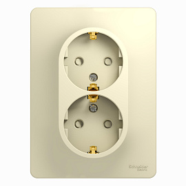 Розетка двойная GLOSSA скрытой установки с заземлением со шторками 16А в сборе бежевый GSL000226 Systeme Electric Розетка двойная GLOSSA скрытой установки с заземлением со шторками 16А в сборе бежевый GSL000226 Systeme Electric