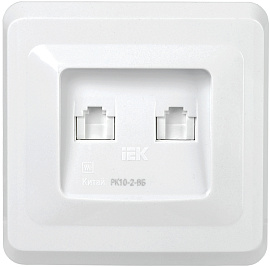 Розетка двухместная RJ45+RJ45 компьютерная РК10-2-ВБ  Cat5e белый ВЕГА (EKV25-K01-DM) IEK Розетка двухместная RJ45+RJ45 компьютерная РК10-2-ВБ  Cat5e белый ВЕГА (EKV25-K01-DM) IEK