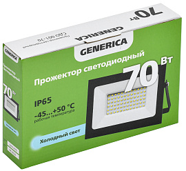 Прожектор светодиодный  70Вт СДО 001-70 5600Лм 6500К IP65 черный LPDO501-070-65-K02-G GENERICA Прожектор светодиодный  70Вт СДО 001-70 5600Лм 6500К IP65 черный LPDO501-070-65-K02-G GENERICA