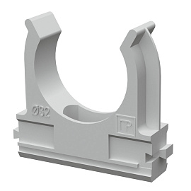 Держатель труб с защелкой д.32мм АВС-пластик серый 0632 Промрукав Держатель труб с защелкой д.32мм АВС-пластик серый 0632 Промрукав