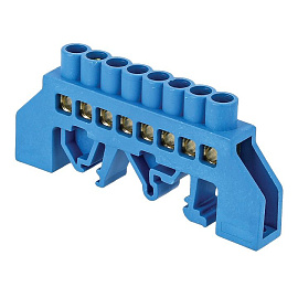 Шина "N" (ноль) 12 отверстий 8х12 мм на DIN-рейку нейлоновый корпус (синий) латунь PROxima sn0-125-12-dn EKF Шина "N" (ноль) 12 отверстий 8х12 мм на DIN-рейку нейлоновый корпус (синий) латунь PROxima sn0-125-12-dn EKF