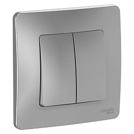 Переключатель двухклавишный BLANCA скрытой установки 10А 250В проходной (сх.6+6) механизм с накл алюминий BLNVS106603 Schneider Electric Переключатель двухклавишный BLANCA скрытой установки 10А 250В проходной (сх.6+6) механизм с накл алюминий BLNVS106603 Schneider Electric