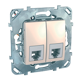 Розетка RJ11+RJ11 телефонная Unica скрытой установки 4 контакта механизм бежевый MGU5.9090.25ZD Schneider Electric Розетка RJ11+RJ11 телефонная Unica скрытой установки 4 контакта механизм бежевый MGU5.9090.25ZD Schneider Electric