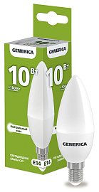 Лампа светодиодная C35 свеча 10Вт 230В 4000К E14 GENERICA Лампа светодиодная C35 свеча 10Вт 230В 4000К E14 GENERICA