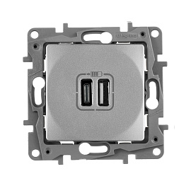 Устройство зарядное USB тип А / тип С 3000мА 15Вт Etika алюминий 672436 Legrand Устройство зарядное USB тип А / тип С 3000мА 15Вт Etika алюминий 672436 Legrand