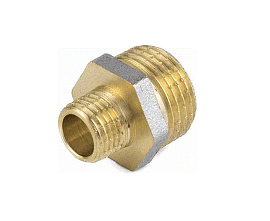 Ниппель латунь никель переход Ду25х20 9023 Aquasfera НСК Ниппель латунь никель переход Ду25х20 9023 Aquasfera НСК