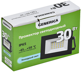 Прожектор светодиодный  30Вт СДО 001-30 2400Лм 6500К IP65 черный LPDO501-030-65-K02-G GENERICA Прожектор светодиодный  30Вт СДО 001-30 2400Лм 6500К IP65 черный LPDO501-030-65-K02-G GENERICA