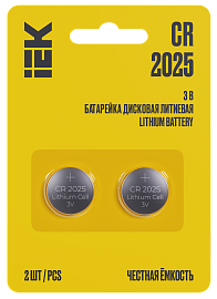 Батарейка дисковая литиевая CR2025 (2шт/блистер) IEK Батарейка дисковая литиевая CR2025 (2шт/блистер) IEK