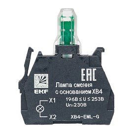 Лампа сменная c основанием XB4 зеленая 230В XB4-EML-G EKF PROxima Лампа сменная c основанием XB4 зеленая 230В XB4-EML-G EKF PROxima