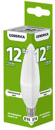 Лампа светодиодная C35 свеча 12Вт 230В 4000К E14 GENERICA Лампа светодиодная C35 свеча 12Вт 230В 4000К E14 GENERICA