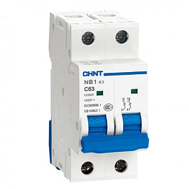 Выключатель автоматический 10А 2П двухполюсный характеристика C 6кА NB1-63 179656 CHINT Выключатель автоматический 10А 2П двухполюсный характеристика C 6кА NB1-63 179656 CHINT