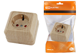 Розетка 2П+З Ладога открытой установки со шторками IP20 16А сосна SQ1801-0054 TDM Розетка 2П+З Ладога открытой установки со шторками IP20 16А сосна SQ1801-0054 TDM