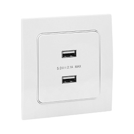 Розетка 2 USB Стокгольм скрытой установки 2,1А+2,1А механизм белый EYR16-028-10-2USB EKF PROxima Розетка 2 USB Стокгольм скрытой установки 2,1А+2,1А механизм белый EYR16-028-10-2USB EKF PROxima