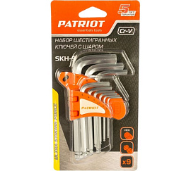 Набор ключей PATRIOT SKH-9, шестигранные с шаром,1,5-10мм, CRV, 9 шт 350002003 PATRIOT Набор ключей PATRIOT SKH-9, шестигранные с шаром,1,5-10мм, CRV, 9 шт 350002003 PATRIOT