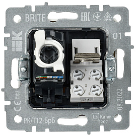 Розетка  двойная RJ11+RJ45 кат.5E РК/Т12-БрБ белый BRITE  BR-KT20-O-1-K01 IEK Розетка  двойная RJ11+RJ45 кат.5E РК/Т12-БрБ белый BRITE  BR-KT20-O-1-K01 IEK