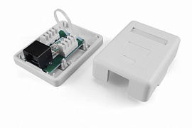Hyperline SB1-1-8P8C-C5e-WH Розетка компьютерная RJ-45(8P8C), категория 5e, один., внеш, Dual  IDC Hyperline SB1-1-8P8C-C5e-WH Розетка компьютерная RJ-45(8P8C), категория 5e, один., внеш, Dual  IDC