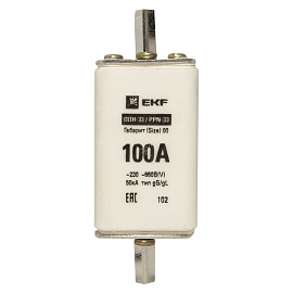 Предохранитель  100А   нож – ЛАТУНЬ габарит 00  ППН-33 160/100  (fus-33/160/100) EKF Предохранитель  100А   нож – ЛАТУНЬ габарит 00  ППН-33 160/100  (fus-33/160/100) EKF