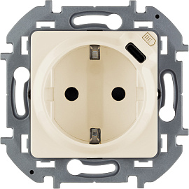 Розетка одинарная с USB INSPIRIA скрытой установки с заземлением 16А 250В/5В тип C 1.5А слоновая кость 673771 Legrand Розетка одинарная с USB INSPIRIA скрытой установки с заземлением 16А 250В/5В тип C 1.5А слоновая кость 673771 Legrand