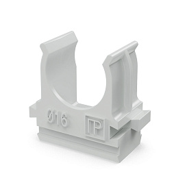 Держатель труб с защелкой д.16мм Полистирол серый PR.02716 Промрукав Держатель труб с защелкой д.16мм Полистирол серый PR.02716 Промрукав