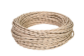 Ретро провод монтажный витой ПВХ 3х1,5мм слоновая кость Ретро GE70151-02 ТМ МЕЗОНИНЪ Ретро провод монтажный витой ПВХ 3х1,5мм слоновая кость Ретро GE70151-02 ТМ МЕЗОНИНЪ