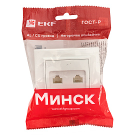 Розетка RJ45+RJ11 компьютерная+телефонная Минск скрытой установки в сборе белый ERK00-135-10 EKF Розетка RJ45+RJ11 компьютерная+телефонная Минск скрытой установки в сборе белый ERK00-135-10 EKF