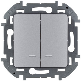 Переключатель двухклавишный INSPIRIA 10A 250 В алюминий 673657 Legrand Переключатель двухклавишный INSPIRIA 10A 250 В алюминий 673657 Legrand