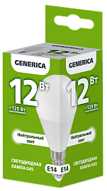 Лампа светодиодная G45 шар 12Вт 230В 4000К E14 GENERICA Лампа светодиодная G45 шар 12Вт 230В 4000К E14 GENERICA