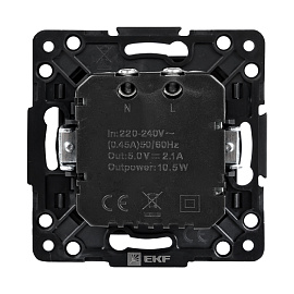 Розетка 2 USB Стокгольм скрытой установки 2,1А+2,1А механизм черный EZR16-028-10-2USB EKF PROxima Розетка 2 USB Стокгольм скрытой установки 2,1А+2,1А механизм черный EZR16-028-10-2USB EKF PROxima