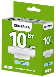 Лампа светодиодная T80 таблетка 10Вт 230В 6500К GX53 GENERICA Лампа светодиодная T80 таблетка 10Вт 230В 6500К GX53 GENERICA