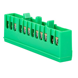 Шина "PE" (земля-ноль) 12 отверстий 6х9 мм на DIN-рейку изолированный корпус (зеленый) латунь PROxima sn0-63-12-ig EKF Шина "PE" (земля-ноль) 12 отверстий 6х9 мм на DIN-рейку изолированный корпус (зеленый) латунь PROxima sn0-63-12-ig EKF