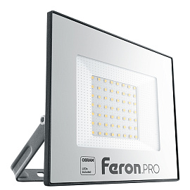 Прожектор светодиодный  50Вт LL-1000 6400K 5000Лм LED OSRAM IP65 AC220-240V/50Hz черный 41540 Feron Pro Прожектор светодиодный  50Вт LL-1000 6400K 5000Лм LED OSRAM IP65 AC220-240V/50Hz черный 41540 Feron Pro