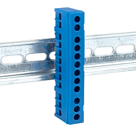 Шина "N" (ноль) 12 отверстий 6х9 мм на DIN-рейку изолированный корпус (синий) латунь PROxima sn0-63-12-ib EKF Шина "N" (ноль) 12 отверстий 6х9 мм на DIN-рейку изолированный корпус (синий) латунь PROxima sn0-63-12-ib EKF
