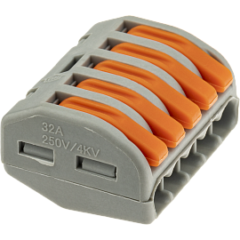 Клемма рычажковая, СМК 222-415, 0.08-4мм², серая, 20 шт., 26747 8, duwi Клемма рычажковая, СМК 222-415, 0.08-4мм², серая, 20 шт., 26747 8, duwi