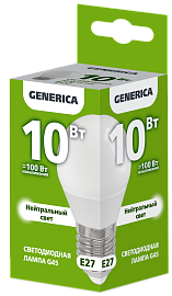 Лампа светодиодная G45 шар 10Вт 230В 4000К E27 GENERICA Лампа светодиодная G45 шар 10Вт 230В 4000К E27 GENERICA