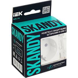 Розетка с заземлением с защитными шторками 16А с USB C 18Вт SK-R17W арктический белый SKANDY SK-R14-16-U14-018-K01 IEK Розетка с заземлением с защитными шторками 16А с USB C 18Вт SK-R17W арктический белый SKANDY SK-R14-16-U14-018-K01 IEK