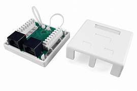Hyperline SB1-2-8P8C-C5e-WH Розетка компьютерная RJ-45(8P8C), категория 5e, двойная, внешняя, Dual Hyperline SB1-2-8P8C-C5e-WH Розетка компьютерная RJ-45(8P8C), категория 5e, двойная, внешняя, Dual