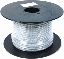 Трос стальной (канат) в оплетке ПВХ D=6/8 мм  6х7+FC Трос стальной (канат) в оплетке ПВХ D=6/8 мм  6х7+FC