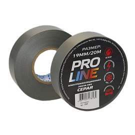 Изолента ПВХ серая 19мм 20м  12801 Pro-Line Изолента ПВХ серая 19мм 20м  12801 Pro-Line